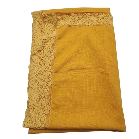 Vintage Mid Century Modern Tablecloth Danish 65 X 88 Inch Floral Lace Trim - Picture 5 of 6